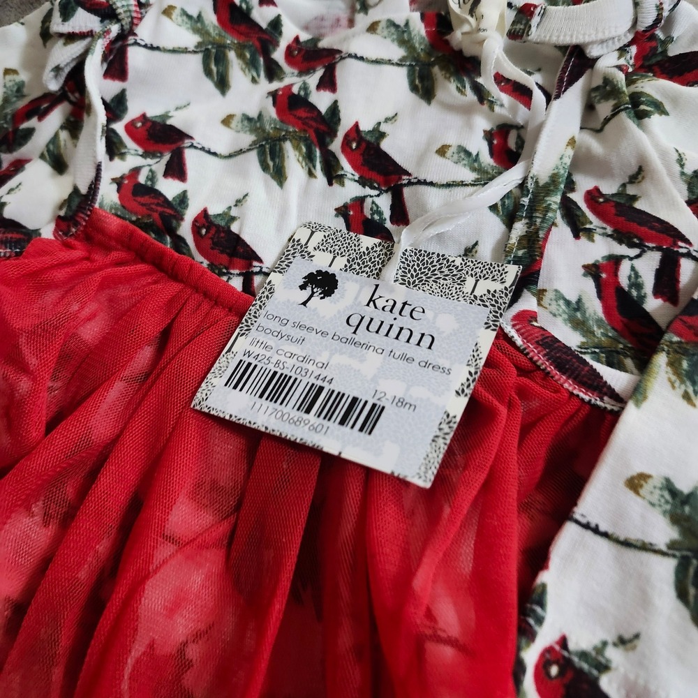 NEW Kate Quinn Little Cardinal Long Sleeve Ballerina Tulle Dress 12-18M Red - Picture 3 of 12